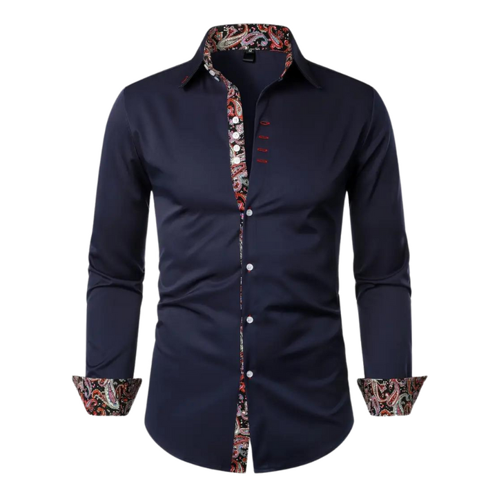 Sem | Overhemd Heren Slim Fit Paisley Accenten Lange Mouw