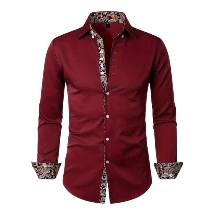 Sem | Overhemd Heren Slim Fit Paisley Accenten Lange Mouw