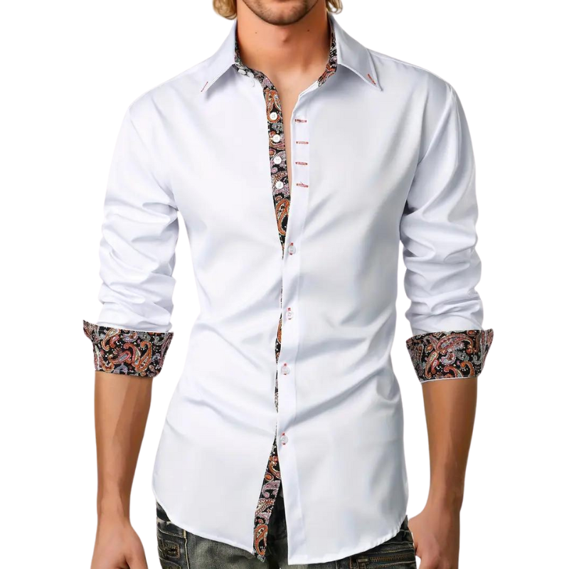 Sem | Overhemd Heren Slim Fit Paisley Accenten Lange Mouw
