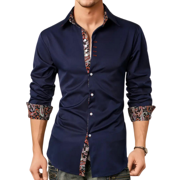 Sem | Overhemd Heren Slim Fit Paisley Accenten Lange Mouw
