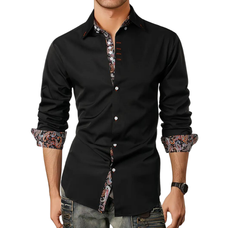 Sem | Overhemd Heren Slim Fit Paisley Accenten Lange Mouw
