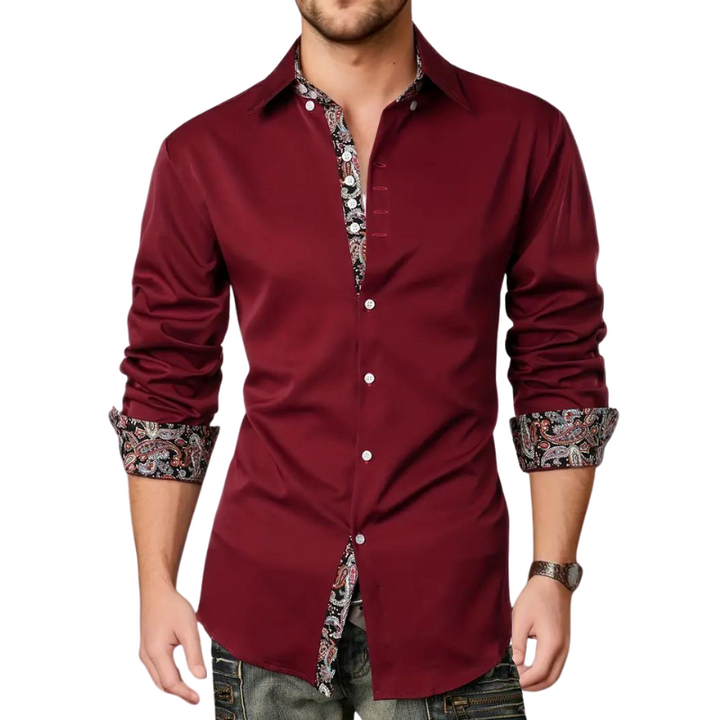 Sem | Overhemd Heren Slim Fit Paisley Accenten Lange Mouw