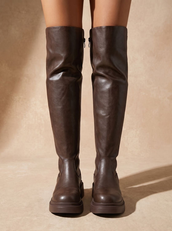 Seraphina | Women's Over the Knee Platform Boots Leather-Look