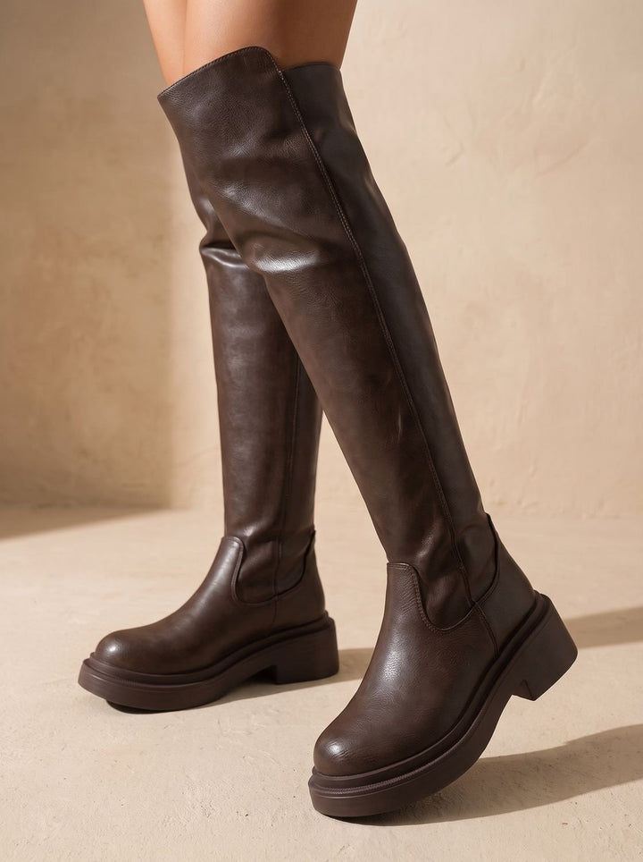 Seraphina | Women's Over the Knee Platform Boots Leather-Look