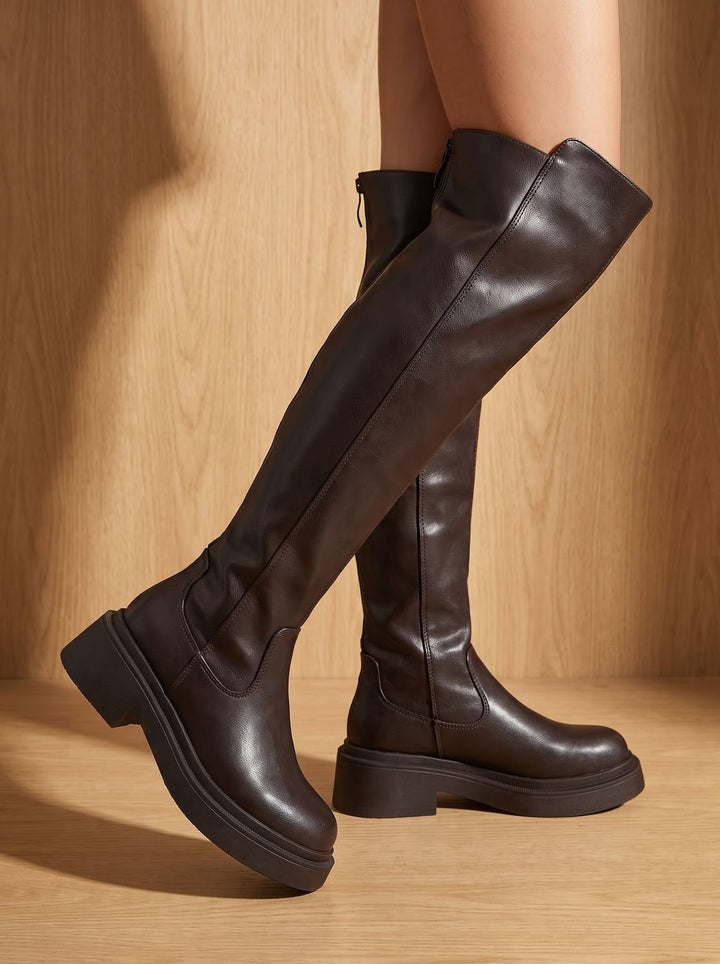 Seraphina | Women's Over the Knee Platform Boots Leather-Look