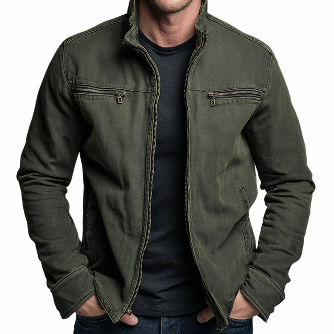 Silas | Men's Bomber Jacket with Stand Collar and Zip Pockets