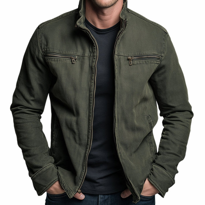 Silas | Men's Bomber Jacket with Stand Collar and Zip Pockets