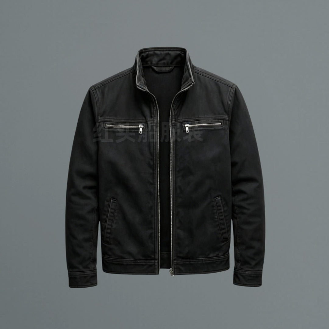 Silas | Men's Bomber Jacket with Stand Collar and Zip Pockets