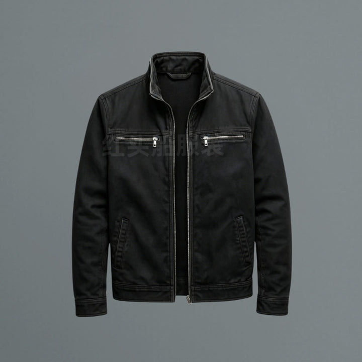 Silas | Men's Bomber Jacket with Stand Collar and Zip Pockets