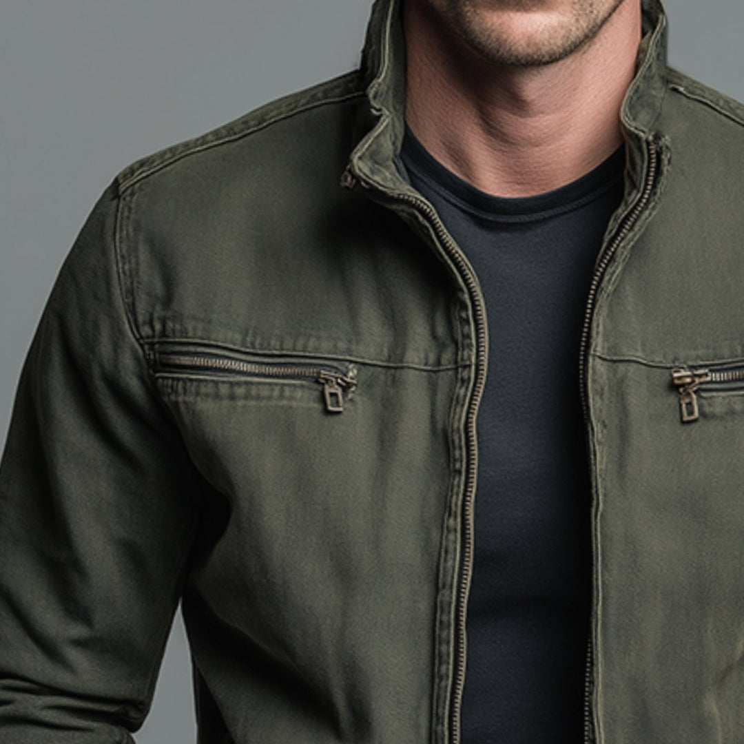 Silas | Men's Bomber Jacket with Stand Collar and Zip Pockets