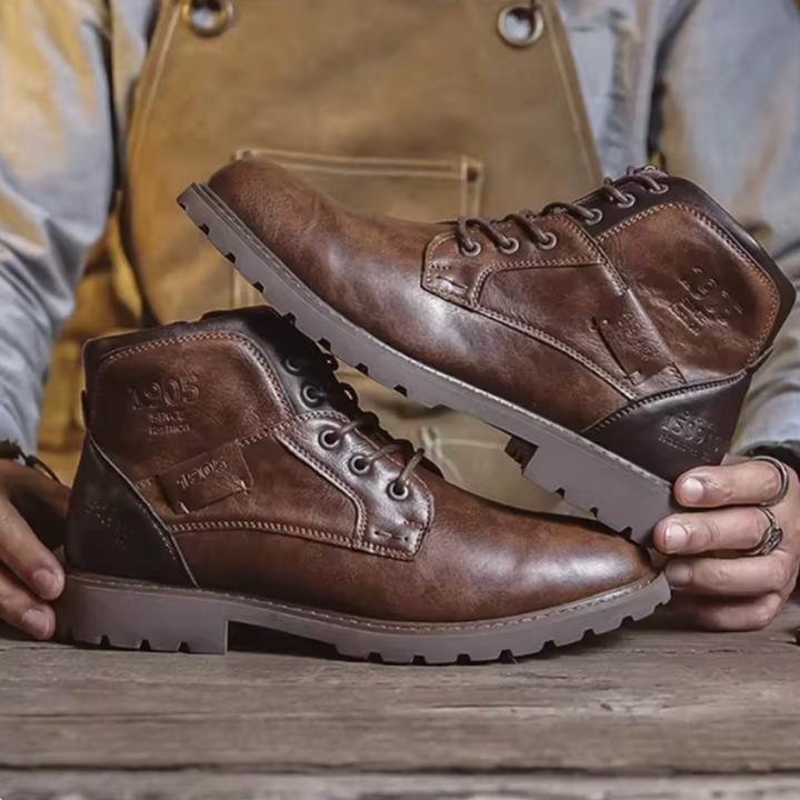 Silas | Men's Vintage Leather Ankle Boots Lace-Up
