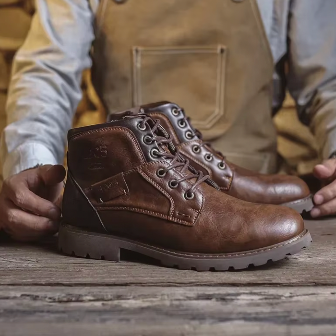 Silas | Men's Vintage Leather Ankle Boots Lace-Up