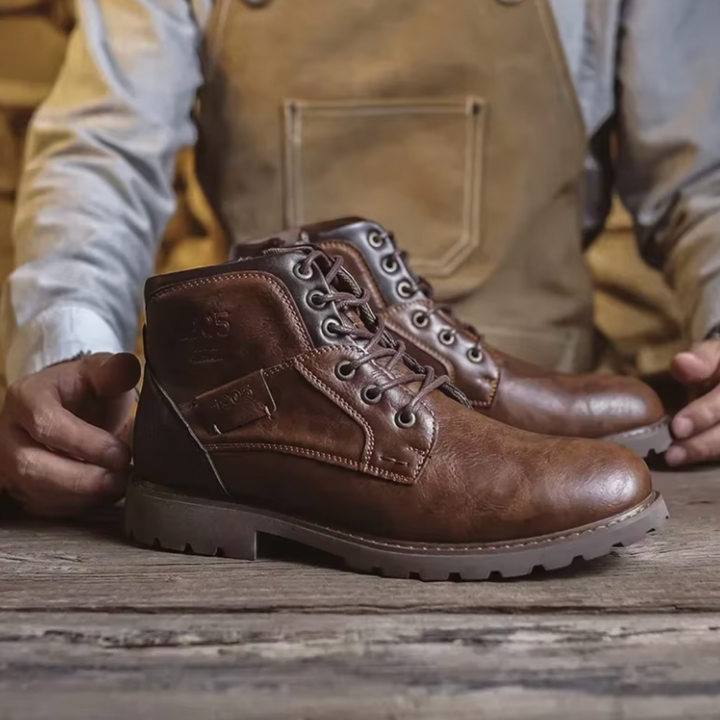 Silas | Men's Vintage Leather Ankle Boots Lace-Up