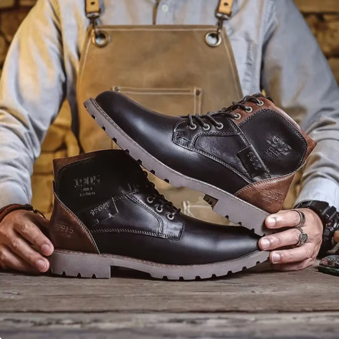 Silas | Men's Vintage Leather Ankle Boots Lace-Up