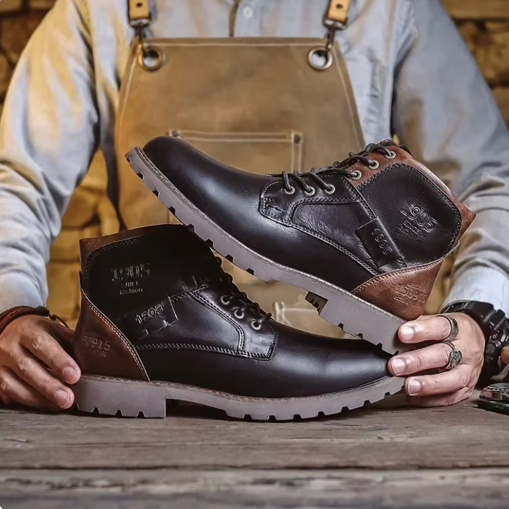 Silas | Men's Vintage Leather Ankle Boots Lace-Up