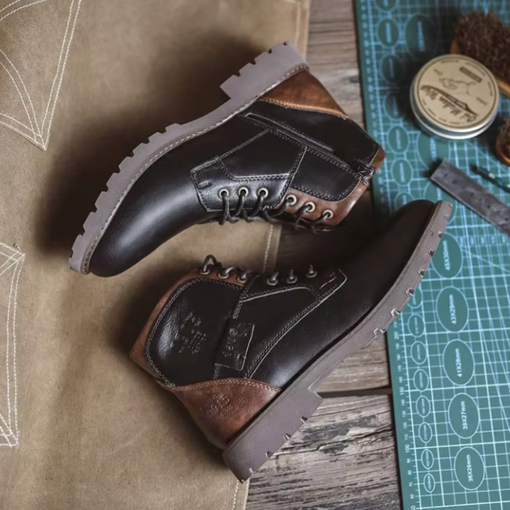 Silas | Men's Vintage Leather Ankle Boots Lace-Up