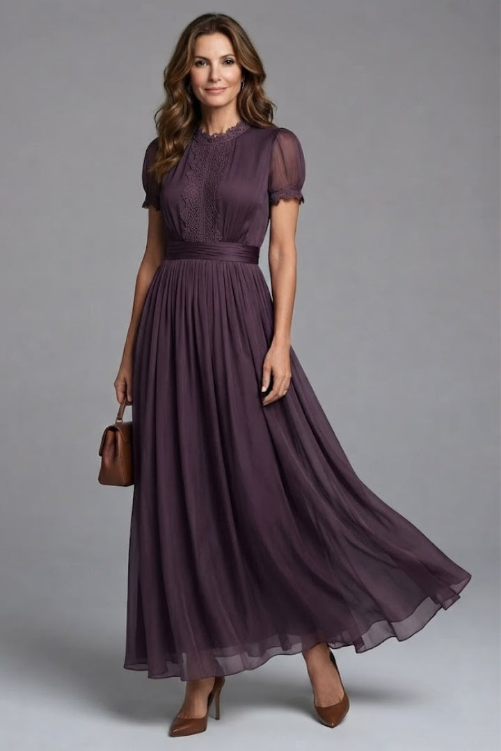 Sophie | Avondjurken Kanten Jurk Dames Maxi Geplooide Taille