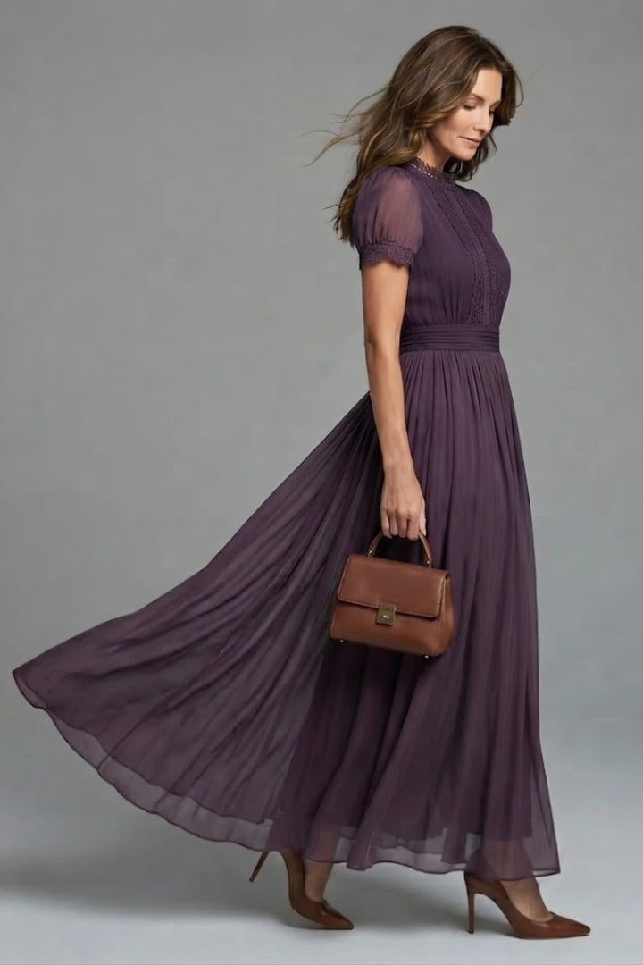 Sophie | Avondjurken Kanten Jurk Dames Maxi Geplooide Taille