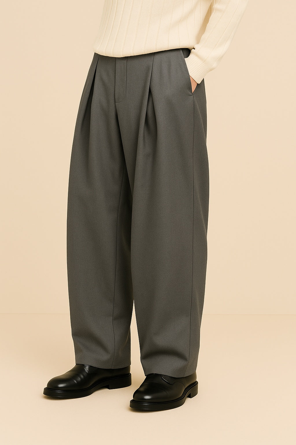 Stijn | Broek Flared Heren Geplooide Wijde Pijp Hoge Taille