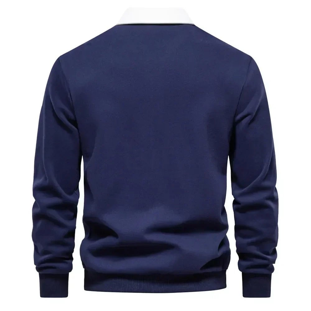 Stijn | Polo Lange Mouwen Heren Contrastkraag Tailored Fit