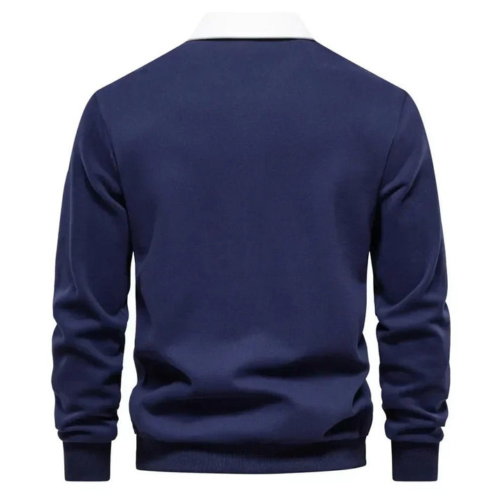 Stijn | Polo Lange Mouwen Heren Contrastkraag Tailored Fit