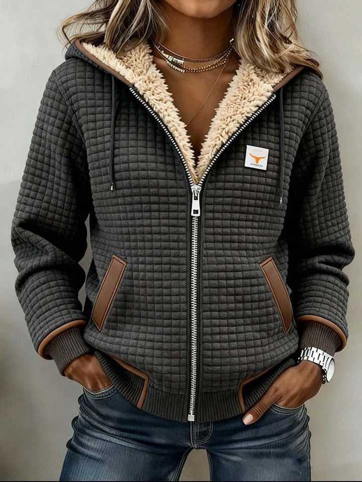 Sylvie | Women's Quilted Sherpa Fleece Lined Jacket with Hood