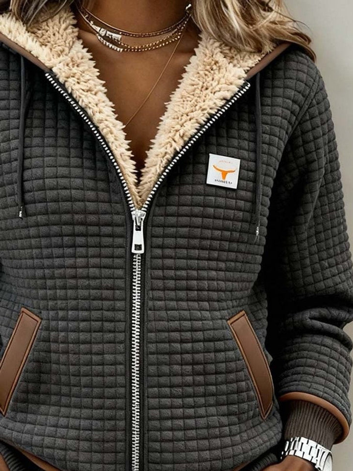 Sylvie | Women's Quilted Sherpa Fleece Lined Jacket with Hood