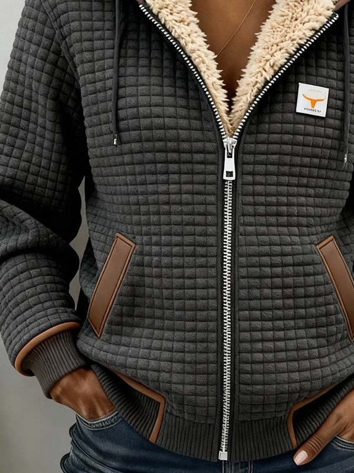 Sylvie | Women's Quilted Sherpa Fleece Lined Jacket with Hood