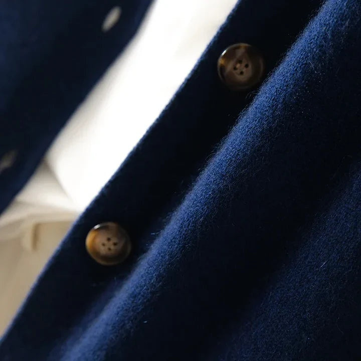 Sylvie | Women's Wool Mock Neck Cardigan Sweater with Buttons