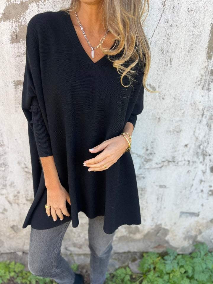 Tess | Oversized Trui met V-hals Dames Gebreid Lang