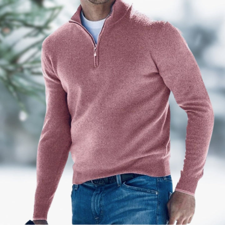 Thaddeus | Men's Fine Knit Quarter Zip Sweater Mock Neck