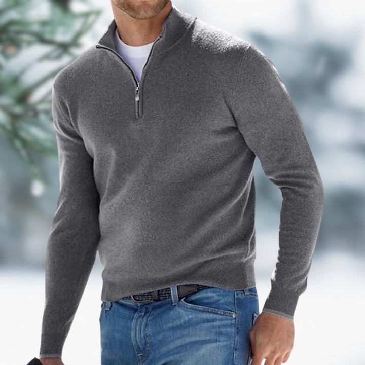 Thaddeus | Men's Fine Knit Quarter Zip Sweater Mock Neck