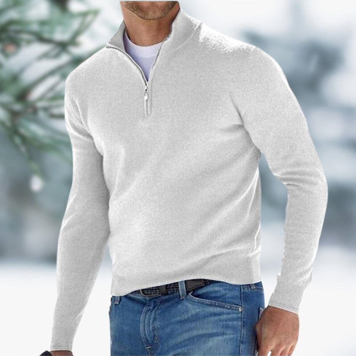 Thaddeus | Men's Fine Knit Quarter Zip Sweater Mock Neck