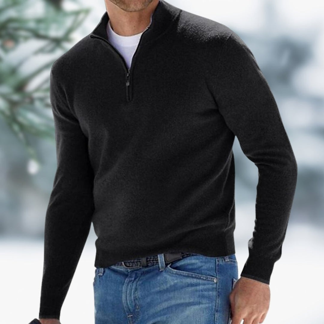 Thaddeus | Men's Fine Knit Quarter Zip Sweater Mock Neck