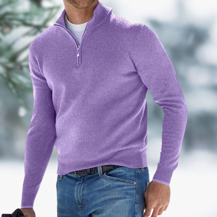 Thaddeus | Men's Fine Knit Quarter Zip Sweater Mock Neck