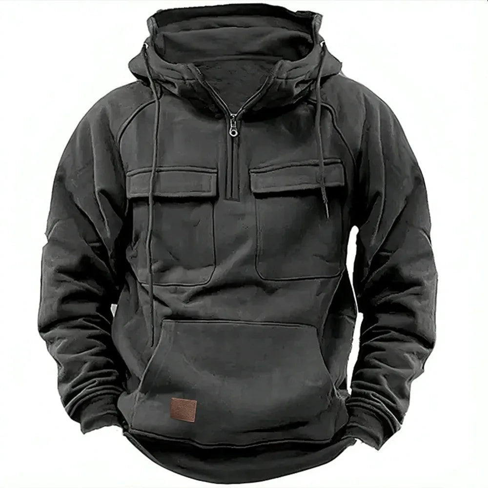 Thaddeus | Men's Half Zip Hoodie Sweatshirt with Pockets