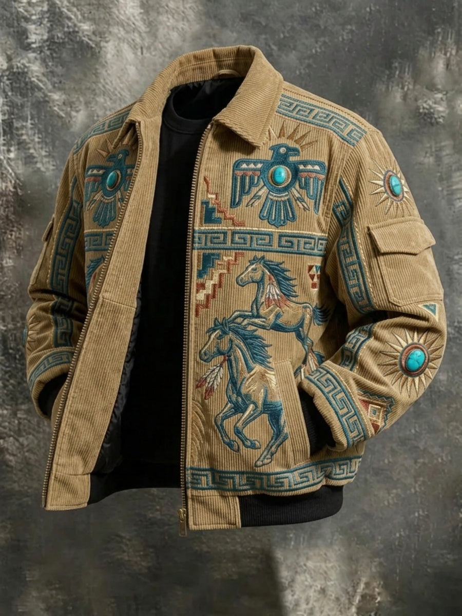 Thaddeus | Men's Western Corduroy Jacket with Embroidery