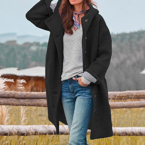 Theodora | Women's Long Wool Winter Coat with Hood