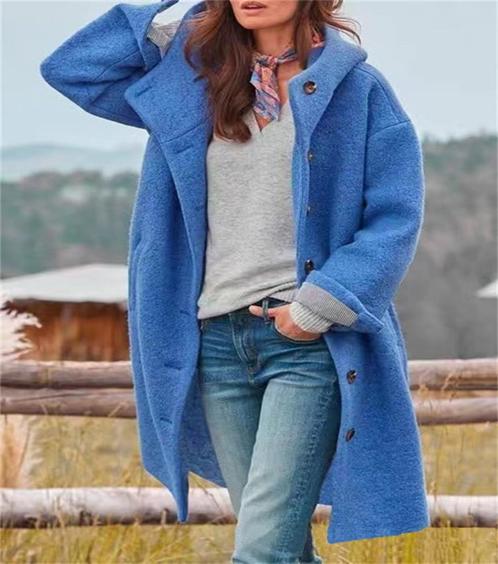 Theodora | Women's Long Wool Winter Coat with Hood