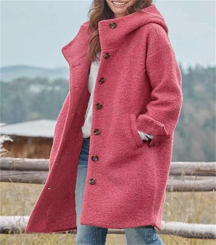 Theodora | Women's Long Wool Winter Coat with Hood