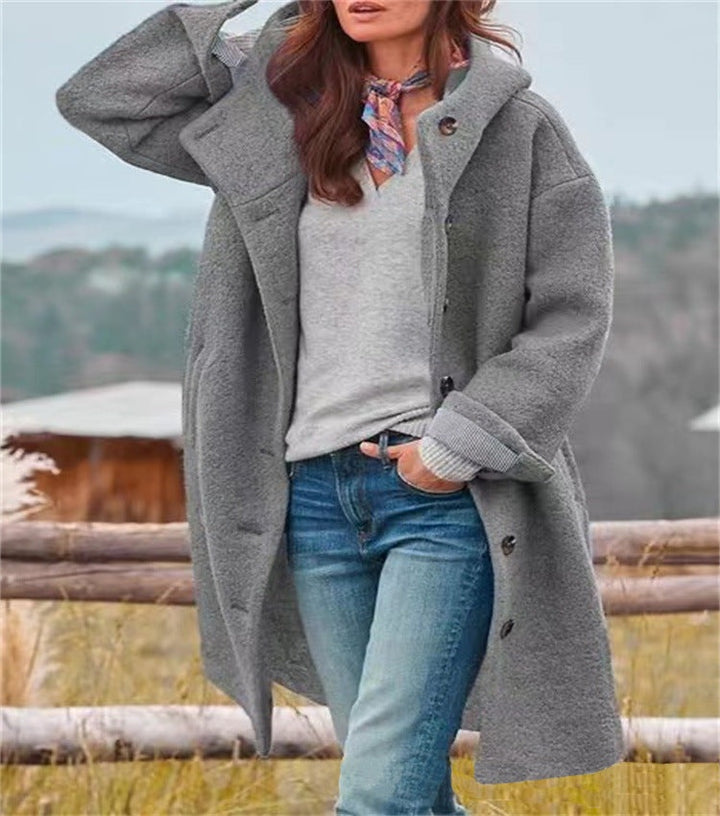 Theodora | Women's Long Wool Winter Coat with Hood