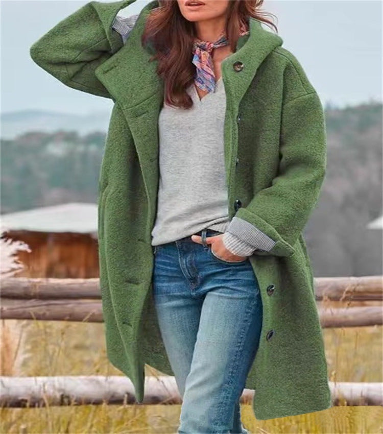Theodora | Women's Long Wool Winter Coat with Hood