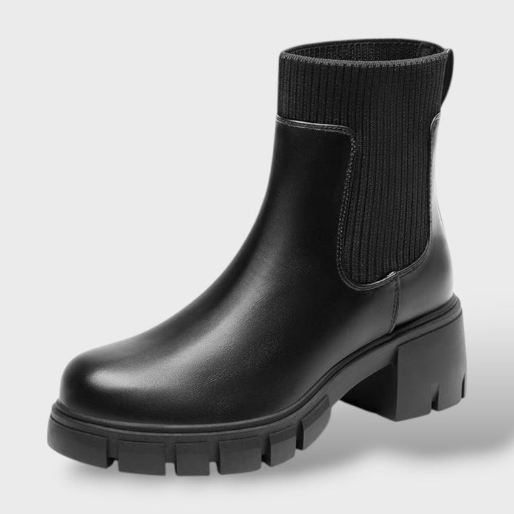 Theodora | Women's Platform Chelsea Ankle Boots Faux Leather