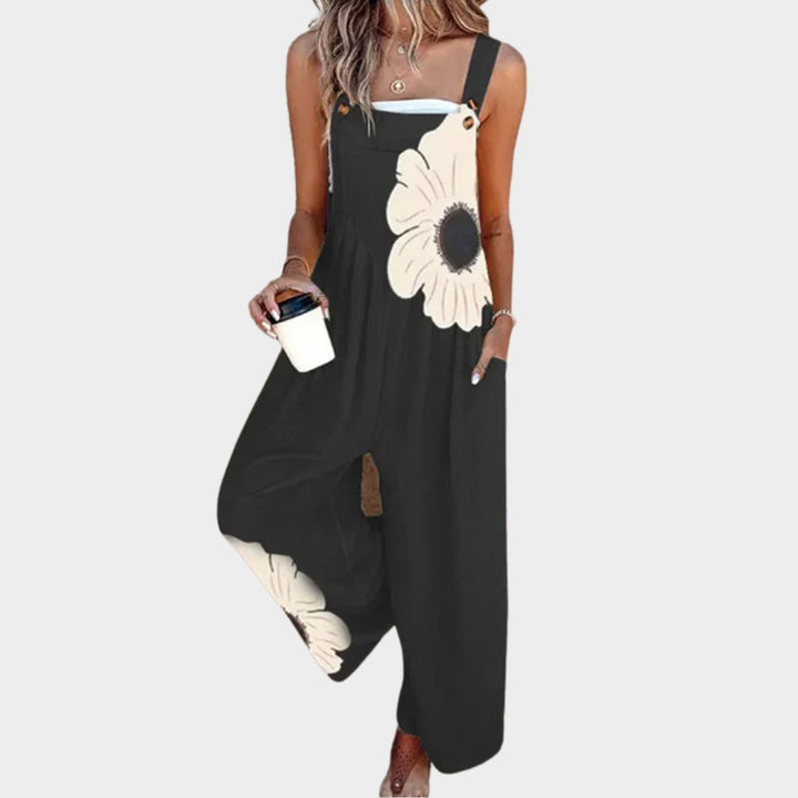 Theodora | Women's Wide Leg Floral Overalls with Pockets