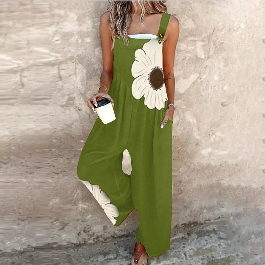 Theodora | Women's Wide Leg Floral Overalls with Pockets