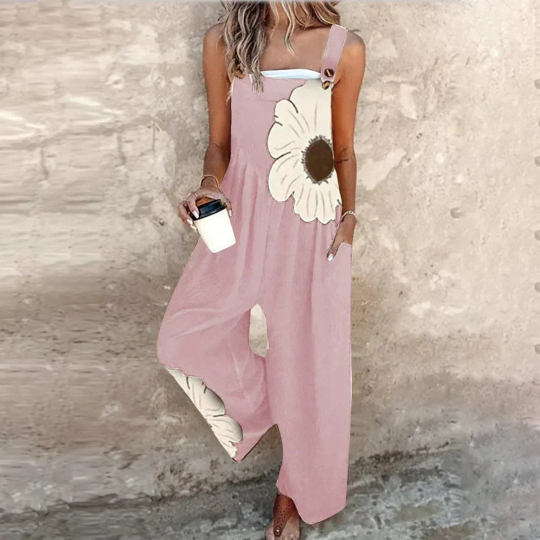 Theodora | Women's Wide Leg Floral Overalls with Pockets
