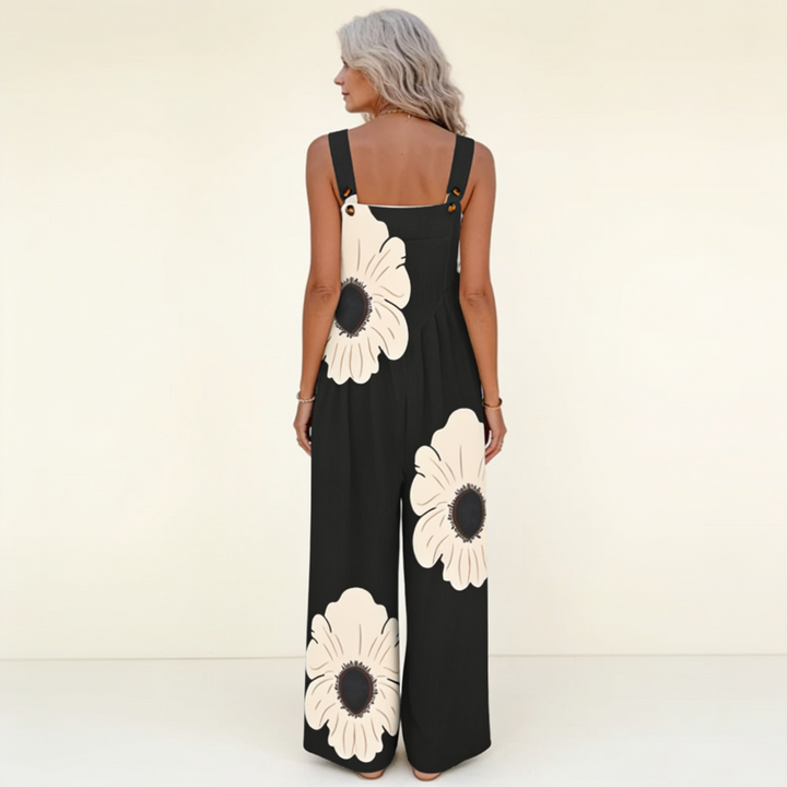 Theodora | Women's Wide Leg Floral Overalls with Pockets