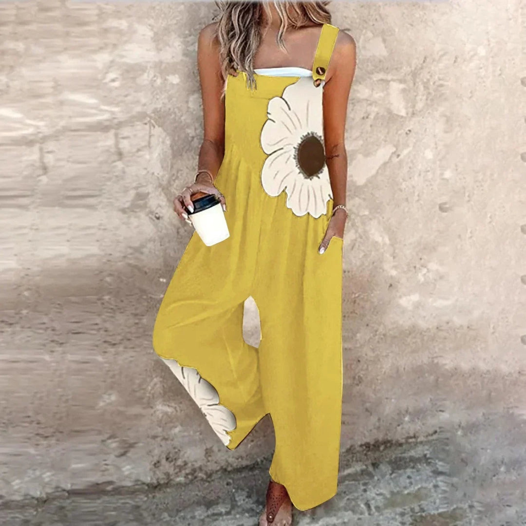 Theodora | Women's Wide Leg Floral Overalls with Pockets