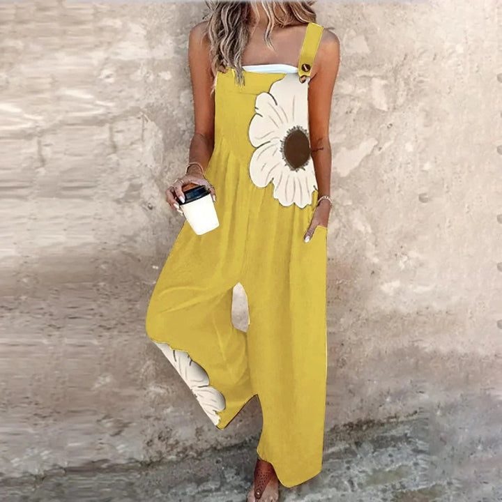 Theodora | Women's Wide Leg Floral Overalls with Pockets