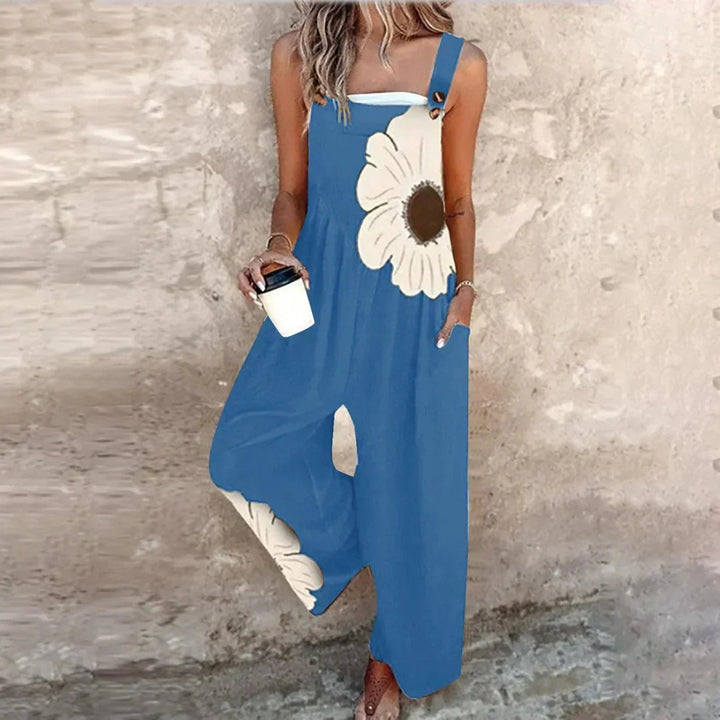 Theodora | Women's Wide Leg Floral Overalls with Pockets
